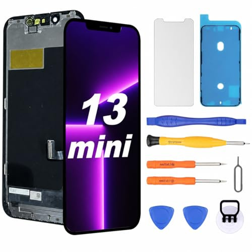 NB+ OLED Display für iPhone 13 mini Displayreparatur [Soft OLED, Nicht Hard OLED], 3D-Touch Display Full HD Digitizer Baugruppe mit Reparatur-Werkzeugsatz, wasserdichter Kleber, Displayschutzfolie