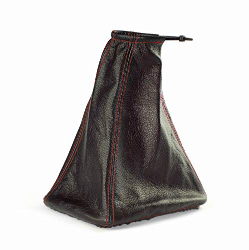 Schaltmanschette Schaltsack Sack Schwarz Faden Rot Echt Leder SA89
