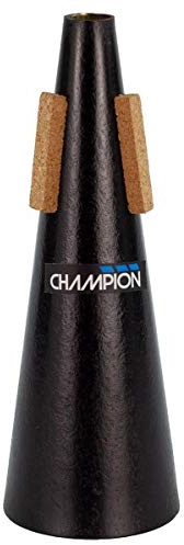 Champion Premium Hard Board Straight Trumpet Mute – Black/Cork | Lightweight, Durable Trumpet Mute with Cork Surround for Secure Fit - Ideal for Practice & Performance