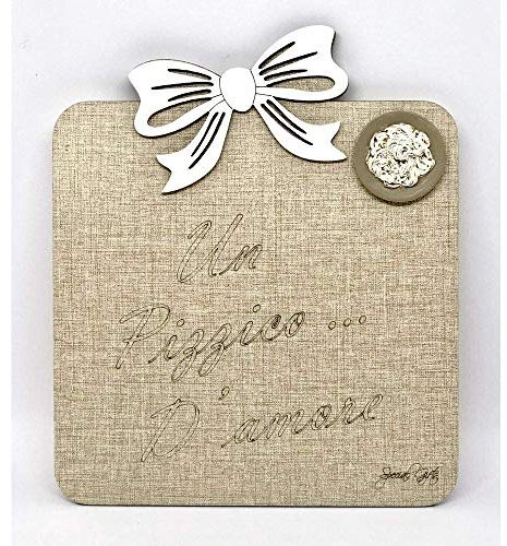Publilancio srl 4 PZ Tagliere Love in Legno con Fiocco e Frase 20x18 cm BOMBONIERA