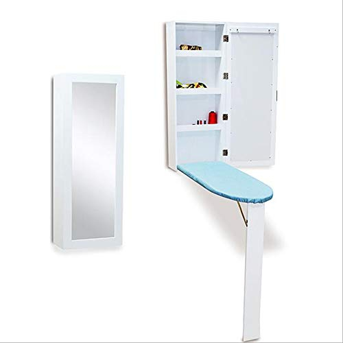 JIAYUAN Table de Console Multifonctionnel planche à repasser avec 3 étagères mural Tiers monté Cabinet pliant à repasser avec étagères miroir et rangement pratique for économiser de l'espace utilisati