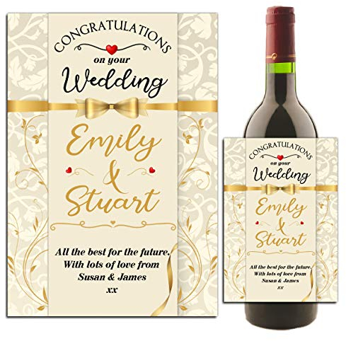 Personalised Wine/Champagne Bottle Sticker Label ~ Congratulations on Your Wedding Gift Idea N177
