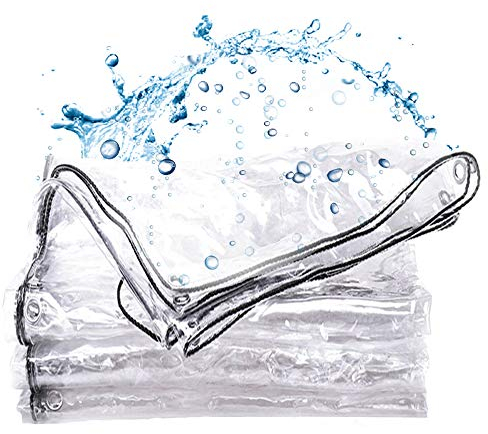 Abdeckplane wasserdicht, transparent, mit Ösen, PVC-Material, faltbar, für den Außenbereich, wasserdicht, reißfest und Winddicht, für Bootsabdeckung, Terrasse und Gartenpflanzen