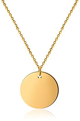 GD GOOD.designs Halskette Damen Gold mit Coin Plättchen - Wasserfest - Edelstahl Kette mit Kreis Anhänger rund I Größenverstellbar 40+5cm