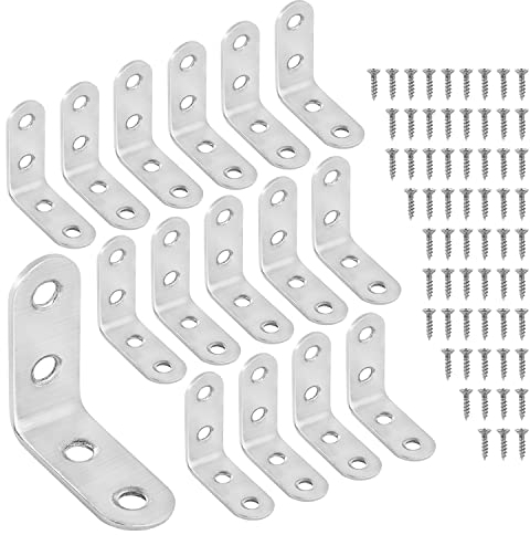 SAMNATE 20pcs L Brackets with 80 Screws – Heavy Duty 40x40x16x2.5mm Galvanized Steel Angle Brackets, Weatherproof Sleeper Brackets for Wood, Furniture, Shelves and DIY Projects