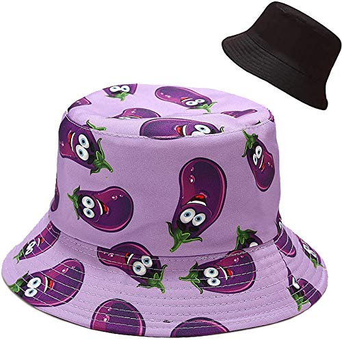 XYIYI Lila Aubergine Reversibel Fischerhüte Schwarz Anglerhut Sonnenhut Für Damen Mädchen