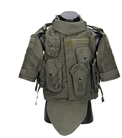 AOSUAI Outdoor Tactical Vest Camouflage Body Armor Combat Vest With Pouch/Pad Airsoft Military Assault Plate Carrier Clothing Multifunction (Color : Green, Size : One Size)