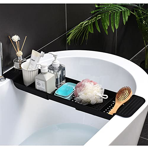 WINGSIGHT Badewannen-Tablett, erweiterbar, multifunktionaler Badewannen-Organizer für Pfand, Waschbedarf, Buch, Wein, Telefon, Badezimmer, Dusche (grau)