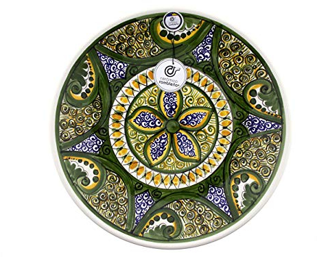 CERAMICA RAMBLENA | Piatto decorativo da appendere a parete | Piatto in ceramica | Piatto da parete | Piatto da parete modello D26 | 100% decorato a mano | 35 x 35 x 5 cm