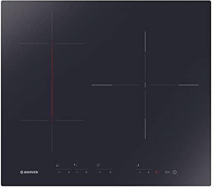 Hoover H-HOB 500 Induction H634DB3TP/G3 Induktionskochfeld Flex, 3 Zonen, Flexzone, abgeschrägt, Breite 59 cm, Booster, 7100 W, unabhängige Steuerung, Timer, Verriegelung, Warnungen, Schwarz und roter