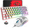 T60 UK Layout 60% Mechanical Keyboard and Mouse Set, Compact 62 Keys Mini Wired Gaming Keyboard 19 Rainbow Backlit + 6400DPI RGB Ultra-Light PC Gaming Mice + Mouse Pad For Laptop/MAC-White/Red Switch