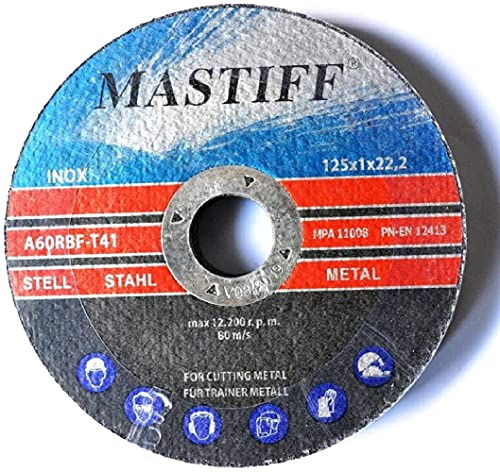 50 Stück Trennscheibe für Stahl 125x 1,0 mm T41 Mastiff INOX A60RBF EN12413