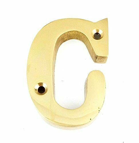 Ironmongery Solutions® House Door Letters A to Z in Polished Brass - Fit To All Types of Door 50mm (C)