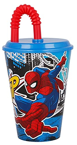 Gold1 Kids Character Sports Tumbler 430ML Drinking Re-usable Plastic Cup with Straw (Spiderman Streets)