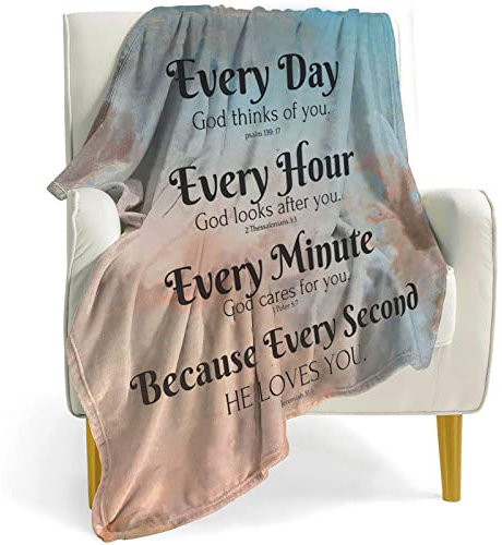 QETXVI Bibelvers Decke mit inspirierenden Gedanken und Gebeten, religiöse Überwurfdecke, weich, leicht, gemütlich, Plüsch, warme Decken für Damen und Herren, Geschenk – 101,6 x 127 cm