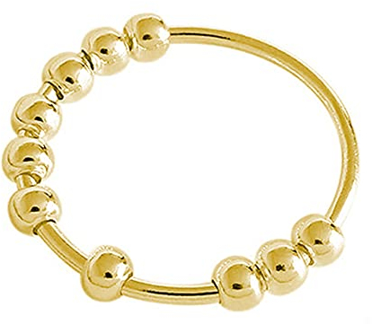 Yifnny Spinner-Ring, Edelstahl für Frauen Männer, Zappelringe mit Perlen, Stressabbau Ring Geschenke, Größe 5-10 (Gold, 9)