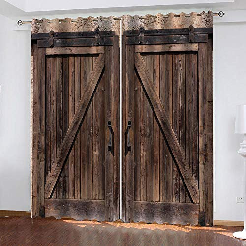 LWXBJX Rideaux Occultant Chambre - Impression de Planche de Bois Vintage - 3D Impression Numérique Isolant Thermique - 200 x 214 cm - 90% Rideaux Occultant à Oeillets Moderne Rideau Fenêtre Chambre