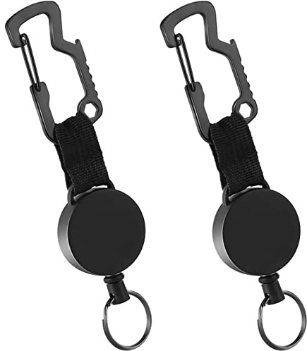 JOOTUEPO 2 Pièces Porte-Clés Rétractable En Fil D'Acier, Enrouleur De Badge, Rouleau De Porte-Clés, Clip De Badge De Porte-Carte D'Identité