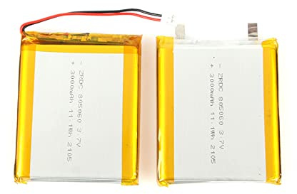 FREEDOH 3.7V 3000mAh Lithium Polymer Battery 805060 Rechargeable Lithium Polymer ion Battery Pack With JST Connector Fit for LED Desk Lamp Massager GPS Notebook Computers (2 pcs)