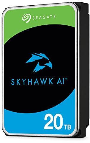 Seagate SkyHawk AI, 20 TB, Internal Surveillance Hard Drive, 3.5, SATA 6Gb/s, 256MB Cache, DVR NVR Security Camera System, 3 year Rescue Services (ST20000VE002)