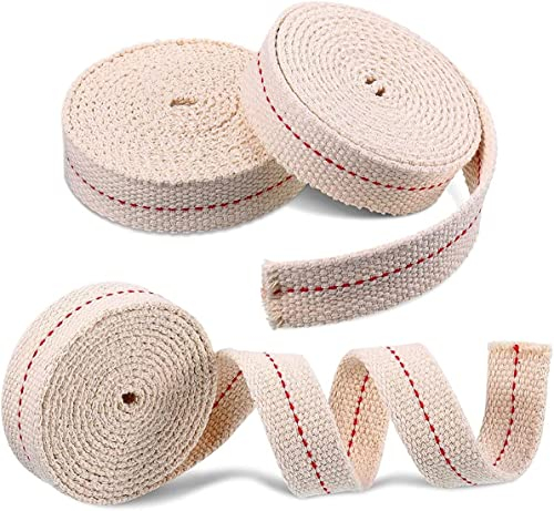 Lot de 3 Rouleaux de mèche Plate en Coton Solide pour Lanterne à Huile 1,27 cm