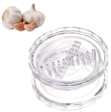 Garlic Crusher Tool, Transparent Manual Garlic Twist Press, Non-Slip Garlic Mincer Garlic Peeler, Kitchen Gadget Garlic Presses for Mincing Garlic Onions, Gingers, Fruits, Salad