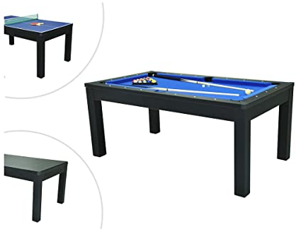 Vente-unique-Mesa transformable Negra - Billar y Ping Pong - Ancho 182 x Prof. 102 x Alt. 80 cm - SOUSA