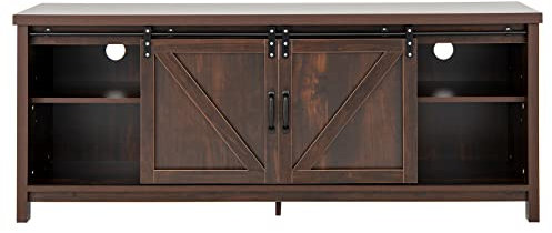 CASART TV Console Table, 3 Tier Wooden Entertainment Center with 2 Sliding Doors & Wire Management Holes, Rustic TV Media Stand Storage Console Cabinets for Living Room Bedroom Office