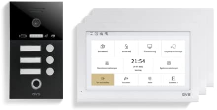 GVS - IP Video Türsprechanlage 3 Familienhaus mit Türöffner (RFID & Fingerprint), HD Kamera, 3X 10 Zoll Monitor & App - Smarte Video Türklingel mit Kamera & Gegensprechanlage (AVS5452U)