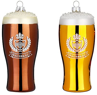 Inge-glas Christbaumschmuck Glas Bierglas 1 Stück Sortiert 11cm Weihnachtskugeln braun oder Gold