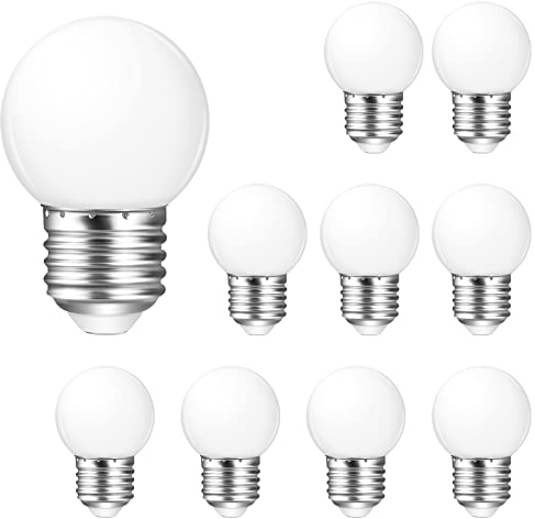 Poinivo E27 LED 1W Glühbirne, G45 Lampe, 3000K Warmweiß Leuchtmittel, Ersetzt 5W Glühlampen, Für Party Halloween Dekoration, Nicht Dimmbar, Kunststoff, 10er Pack