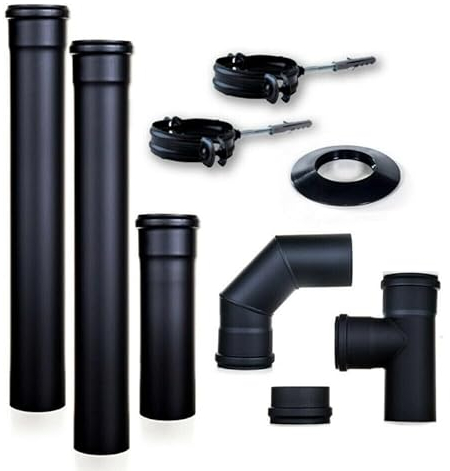 Kit tubi per stufe a pellet in acciaio smaltato nero diametro 80 mm canna fumaria per stufa scarico fumi