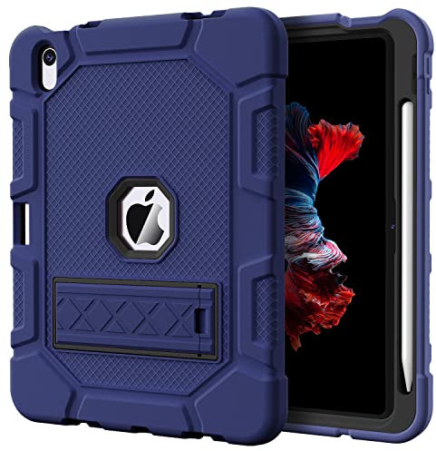 Azzsy Schutzhülle für iPad 10. Generation 10,9 Zoll 2022, [Eingebauter Stifthalter] Robuste, stoßfeste robuste Schutzhülle für iPad 10,9 Zoll 2022, Marineblau 2
