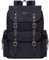 KAUKKO Canvas Retro Rucksack Damen Herren, Vintage Jagdrucksack Wanderrucksack mit 14 Zoll Laptopfach Backpack für Arbeit, Ausflüge, Uni, 20L, Schwarz-FP703