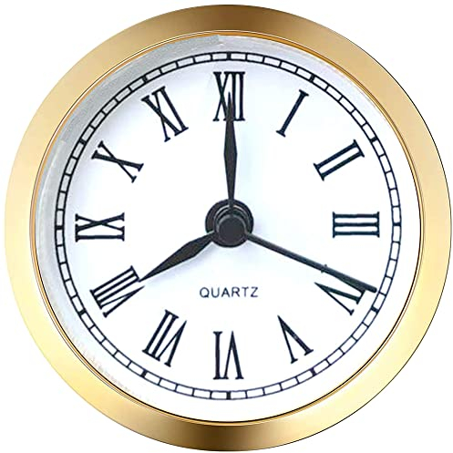 ISAKEN 2.4 Zoll (61 mm) Quarz Uhrwerk, Quarzuhreinsatz Einsteckuhrwerk Runde Uhr aus Quarzuhr mit Römischen Ziffern und Trim, für Wanduhr Uhr Klein DIY Uhrwerk Zubehör