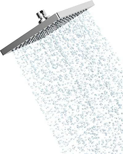 Hibbent Regenbrause Duschkopf(250 * 250MM),Edelstahl Regenduschkopf,Eckig Einbauduschköpfe,Sparduschkopf regendusche, Schwenkbarer Strahlwinkel, üppiges Duscherlebnis, Einfache Installation, Chrom
