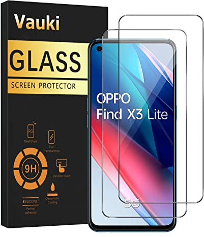 Vauki 2 Unidades Protector de Pantalla para OPPO Find X3 Lite Cristal Templado Full HD Ultra Resistent 9H Dureza Antihuellas Sin Burbujas Antiarañazos Transparent Vidrio para OPPO Find X3 Lite