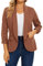 MINTLIMIT Womens Shawl Collar Blazer Jacket Open Front Long Sleeve Work Office Suit Jacket BN-Brown XXL