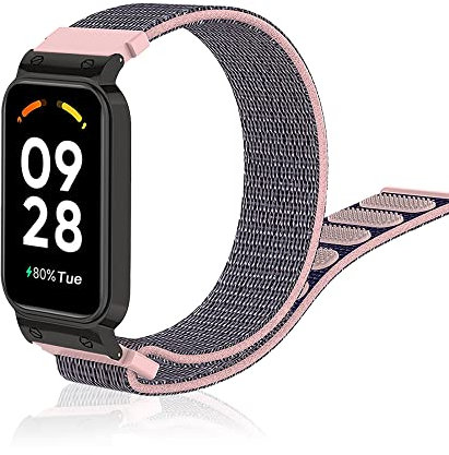 Niboow Cinturino per Xiaomi Smart Band 8 Active/Redmi Smart Band 2, Uomini Donne Watch Band Sport Nylon Traspirante Cinturino per Xiaomi Smart Band 8 Active/Redmi Smart Band 2 - Rosa