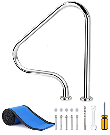 Schwimmbad-Handlauf Kurven-Design, Einstiegshilfe Pool Einfache Installation Pool-Handlauf mit Griffabdeckung für Schwimmbäder Schräglagen Spa Wasserpark 80x80cm Geländer