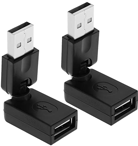 Create idea 2 Stück 360 Grad Drehbarer USB-auf-USB-Adapter USB 2.0-Stecker auf Buchse, Einstellbare Verlängerungskonverter-Zubehör für PC-Laptop-TV-DVD-Player