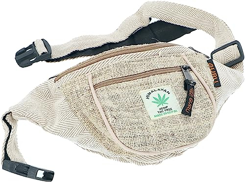 GURU SHOP Praktische Gürteltasche, Ethno Bauchtasche, Sidebag - Leinenfarben, Unisex - Erwachsene, Hanf, 15x20x5 cm