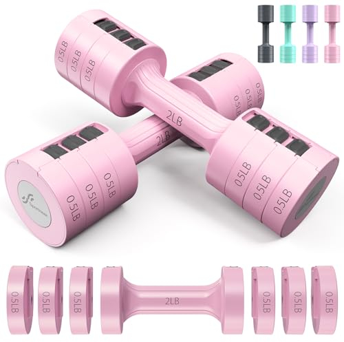 Verstellbare Hanteln 2er Set: Sportneer 0,9-4,5 kg Handgewichte Freie Gewichte Set für Damen Herren Senioren Workout Krafttraining für Home Gym Equipment Krafttraining je 0,9-2,3 kg