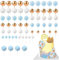 Peiyee 108 StüCk Cake Topper Geburtstag,Goldenes Kugeln Tortendeko Set,Cupcake Topper,Tortenaufsatz Kugeln Hochzeit FüR Valentinstag Geburtstag Hochzeit Deko (Blau Weiß Gold)