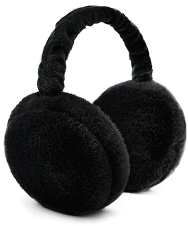 Roysmart Winter Ohrenwärmer, Winter Ohrenwärmer Faltbare Verstellbarer Waschbar Plüsch Ohrenschützer, Warme Ohrenschützer Winterzubehör Outdoor Ohrenmuscheln (Schwarz)