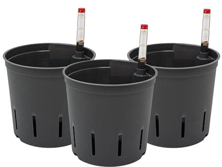Leni Kulturtopf für Hydrokultur-Systeme Set mit Wasserstandsanzeiger | Größen zur Wahl 5-32 cm rund | Langlebiger Kunststoff (3er-Pack, Ø: 13cm | H: 12cm)