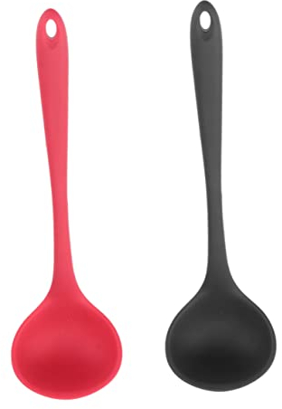 MAGICLULU 2 Pièces Cuillère En Silicone Cuillères à Soupe De Mode Louche à Pâtes Cuillère Souple En Silicone Louches à Bouillie Cuillère à Soupe Portable Gel De Silice Ustensiles De Cuisine