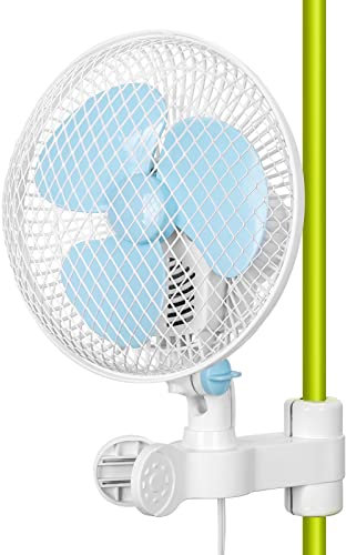 blessny Ventilador oscilante de clip para montaje en poste de tienda de cultivo de 0.6 a 1 pulgada, ventilador oscilante pequeño para cultivo en casa, cable de 8 pies de largo, funcionamiento
