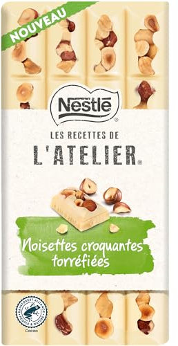 Nestlé Les Recettes de L'Atelier - Tablette Chocolat Blanc Noisettes - 150g