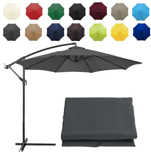 CMJYMX Replacement Parasol Canopy Sun Umbrella Replacement Cloth For 2m-6 Arms 2.7m-6 Arms 2.7m-8 Arms 3m-6 Arms 3m-8 Arms (Color : Gray, Size : 8 ribs-3m(9.8ft))